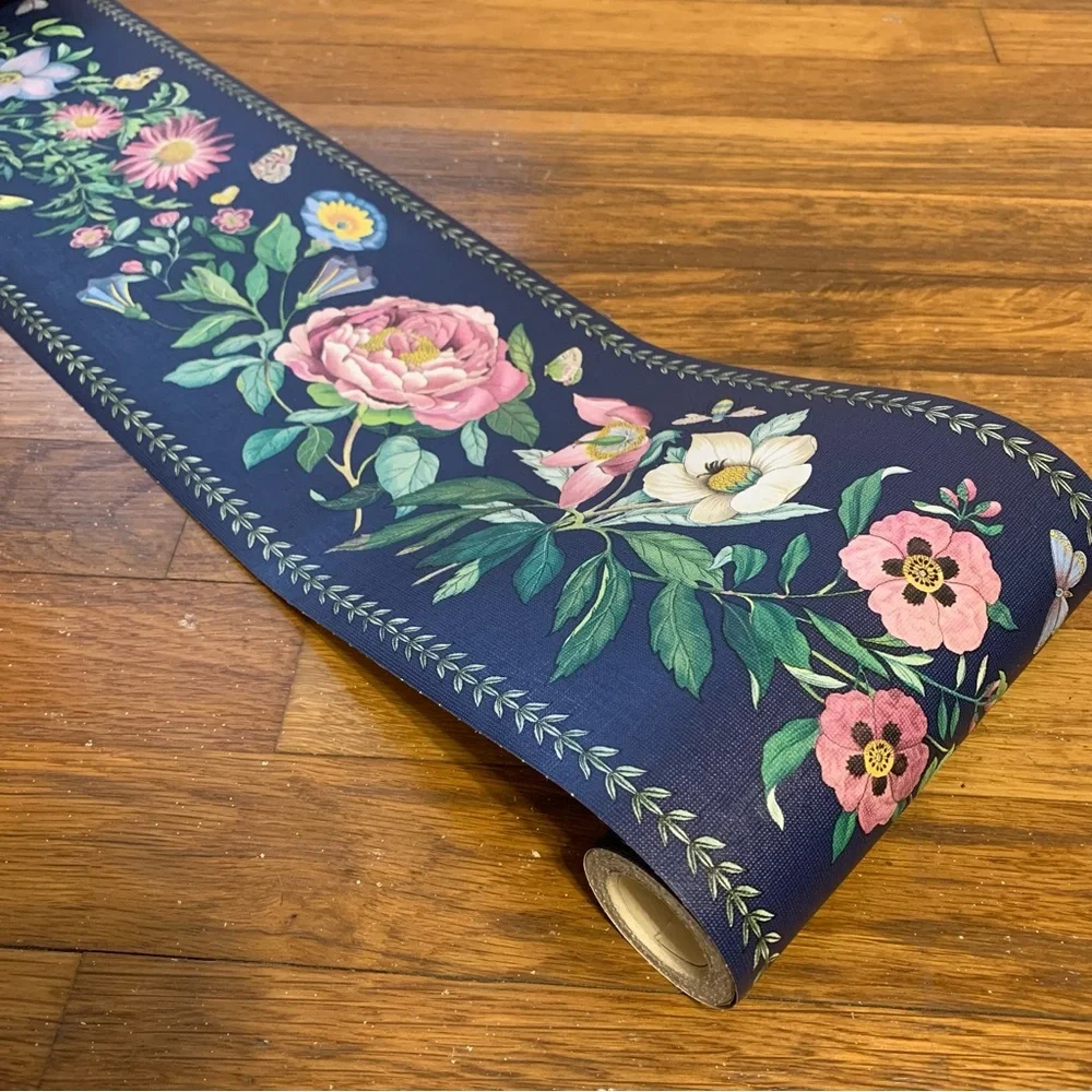 Vintage Wallpaper Border Botanical Floral Whimsical Butterflies Bees Insects